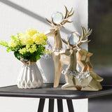Maxbell Modern Reindeer Figurines Ornaments Deer Statues for Home Table Decor Geometric Aureate