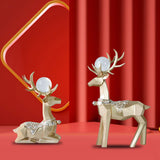 Maxbell Modern Reindeer Figurines Ornaments Deer Statues for Home Table Decor Geometric Aureate