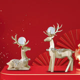 Maxbell Modern Reindeer Figurines Ornaments Deer Statues for Home Table Decor Geometric Aureate