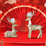 Maxbell Modern Reindeer Figurines Ornaments Deer Statues for Home Table Decor Geometric Aureate