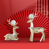 Maxbell Modern Reindeer Figurines Ornaments Deer Statues for Home Table Decor Geometric Aureate