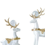 Maxbell Modern Reindeer Figurines Ornaments Deer Statues for Home Table Decor Geometric White