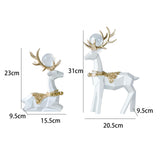 Maxbell Modern Reindeer Figurines Ornaments Deer Statues for Home Table Decor Geometric White