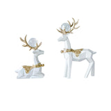 Maxbell Modern Reindeer Figurines Ornaments Deer Statues for Home Table Decor Geometric White