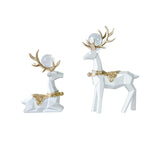 Maxbell Modern Reindeer Figurines Ornaments Deer Statues for Home Table Decor Geometric White