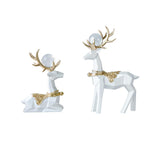 Maxbell Modern Reindeer Figurines Ornaments Deer Statues for Home Table Decor Geometric White