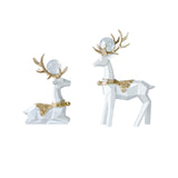 Maxbell Modern Reindeer Figurines Ornaments Deer Statues for Home Table Decor Geometric White