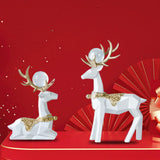 Maxbell Modern Reindeer Figurines Ornaments Deer Statues for Home Table Decor Geometric White