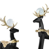 Maxbell Modern Reindeer Figurines Ornaments Deer Statues for Home Table Decor Geometric Black