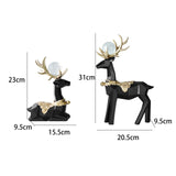 Maxbell Modern Reindeer Figurines Ornaments Deer Statues for Home Table Decor Geometric Black