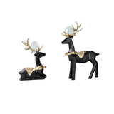 Maxbell Modern Reindeer Figurines Ornaments Deer Statues for Home Table Decor Geometric Black