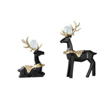Maxbell Modern Reindeer Figurines Ornaments Deer Statues for Home Table Decor Geometric Black