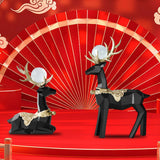 Maxbell Modern Reindeer Figurines Ornaments Deer Statues for Home Table Decor Geometric Black