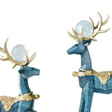 Maxbell Modern Reindeer Figurines Ornaments Deer Statues for Home Table Decor Geometric Blue