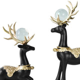 Maxbell Modern Reindeer Figurines Ornaments Deer Statues for Home Table Decor Black