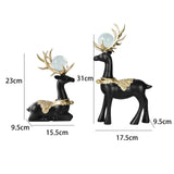 Maxbell Modern Reindeer Figurines Ornaments Deer Statues for Home Table Decor Black