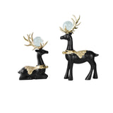 Maxbell Modern Reindeer Figurines Ornaments Deer Statues for Home Table Decor Black
