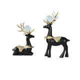 Maxbell Modern Reindeer Figurines Ornaments Deer Statues for Home Table Decor Black