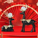 Maxbell Modern Reindeer Figurines Ornaments Deer Statues for Home Table Decor Black