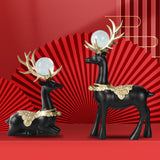 Maxbell Modern Reindeer Figurines Ornaments Deer Statues for Home Table Decor Black