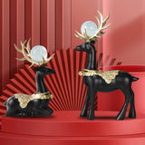 Maxbell Modern Reindeer Figurines Ornaments Deer Statues for Home Table Decor Black