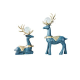 Maxbell Modern Reindeer Figurines Ornaments Deer Statues for Home Table Decor Blue