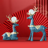 Maxbell Modern Reindeer Figurines Ornaments Deer Statues for Home Table Decor Blue