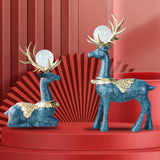 Maxbell Modern Reindeer Figurines Ornaments Deer Statues for Home Table Decor Blue