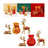 Maxbell Reindeer Figurines Resin Table Cabinet Bag Statue Vase for Gift Office Party Gold Vase