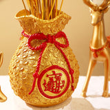Maxbell Reindeer Figurines Resin Table Cabinet Bag Statue Vase for Gift Office Party Gold Vase