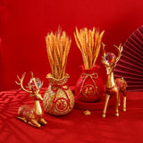 Maxbell Reindeer Figurines Resin Table Cabinet Bag Statue Vase for Gift Office Party Gold Vase