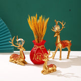 Maxbell Reindeer Figurines Resin Table Cabinet Bag Statue Vase for Gift Office Party Gold Vase