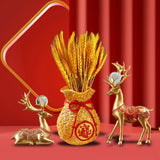 Maxbell Reindeer Figurines Resin Table Cabinet Bag Statue Vase for Gift Office Party Gold Vase