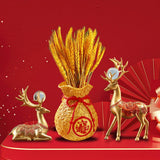 Maxbell Reindeer Figurines Resin Table Cabinet Bag Statue Vase for Gift Office Party Gold Vase