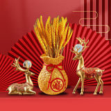 Maxbell Reindeer Figurines Resin Table Cabinet Bag Statue Vase for Gift Office Party Gold Vase