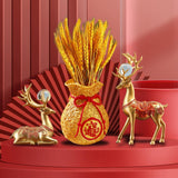 Maxbell Reindeer Figurines Resin Table Cabinet Bag Statue Vase for Gift Office Party Gold Vase
