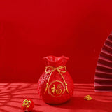 Maxbell Reindeer Figurines Resin Table Cabinet Bag Statue Vase for Gift Office Party Red Vase