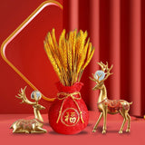 Maxbell Reindeer Figurines Resin Table Cabinet Bag Statue Vase for Gift Office Party Red Vase