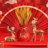 Maxbell Reindeer Figurines Resin Table Cabinet Bag Statue Vase for Gift Office Party Red Vase
