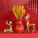 Maxbell Reindeer Figurines Resin Table Cabinet Bag Statue Vase for Gift Office Party Red Vase
