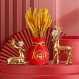 Maxbell Reindeer Figurines Resin Table Cabinet Bag Statue Vase for Gift Office Party Red Vase