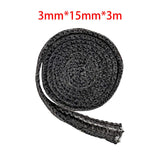 Maxbell Stove Gasket Tape Black Gasket Cord Fiberglass Stove Door Seal Tape for Door 3mmx15mmx300cm