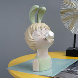 Maxbell Modern Blowing Bubbles Girl Figurine Resin Statue for Bedroom Desk Decor