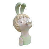 Maxbell Modern Blowing Bubbles Girl Figurine Resin Statue for Bedroom Desk Decor
