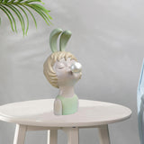 Maxbell Modern Blowing Bubbles Girl Figurine Resin Statue for Bedroom Desk Decor