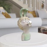 Maxbell Modern Blowing Bubbles Girl Figurine Resin Statue for Bedroom Desk Decor