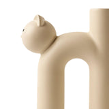 Maxbell Ceramic Vase Cute Tubular Cat Shape Art Crafts for Bedroom tabletop Beige