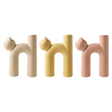 Maxbell Ceramic Vase Cute Tubular Cat Shape Art Crafts for Bedroom tabletop Beige
