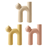 Maxbell Ceramic Vase Cute Tubular Cat Shape Art Crafts for Bedroom tabletop Beige