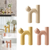 Maxbell Ceramic Vase Cute Tubular Cat Shape Art Crafts for Bedroom tabletop Beige